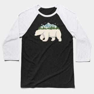 Polar bear mountain tree snow Baseball T-Shirt